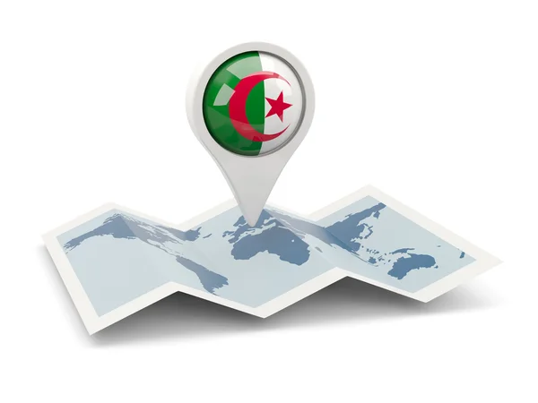 Spilla rotonda con bandiera di algeria — Foto Stock