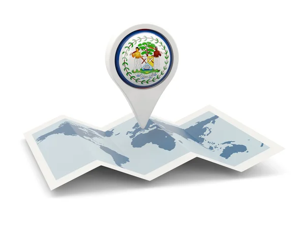 Épinglette ronde avec drapeau du Belize — Photo