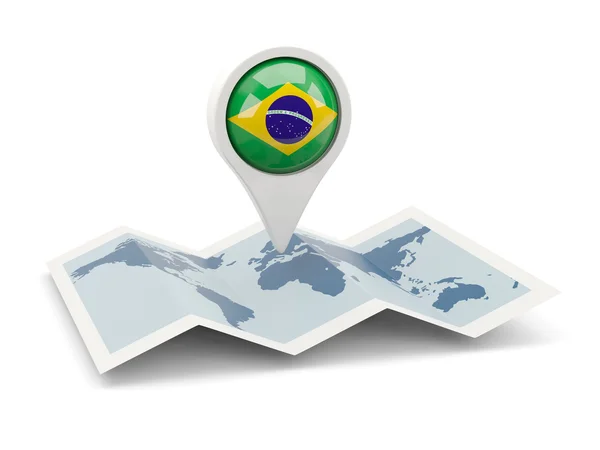 Round pin with flag of brazil — Stock Photo, Image