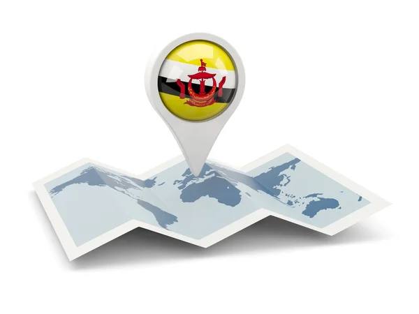 Round pin with flag of brunei — Stock Photo, Image