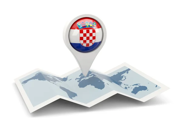 Pin redondo con bandera de croacia — Foto de Stock