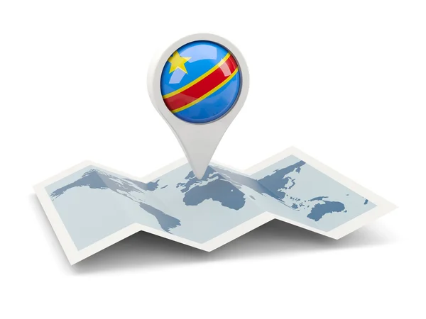 Kulaté čep s vlajka demokratické republiky Kongo — Stock fotografie