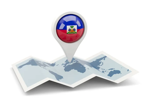 Épinglette ronde avec drapeau de haiti — Photo