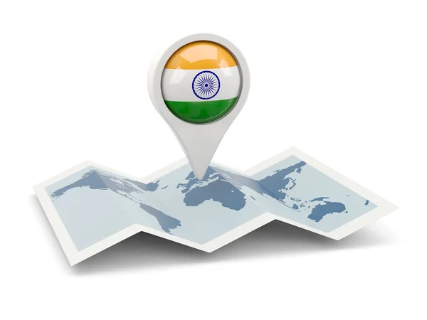 Runda stift med flagga i Indien — Stockfoto