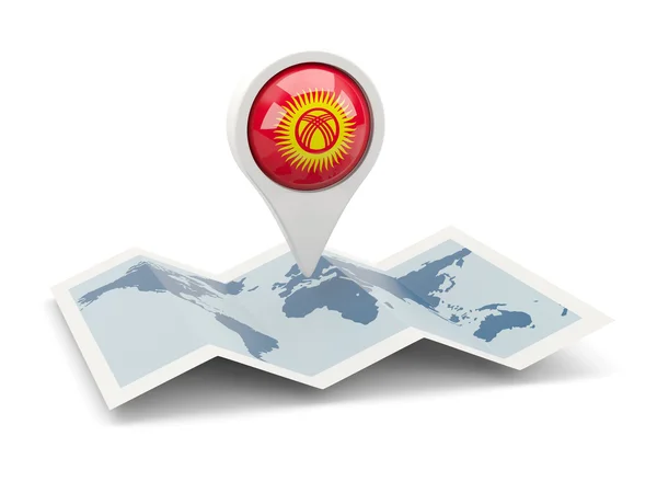Runde Nadel mit Fahne von Kyrgyzstan — Stockfoto