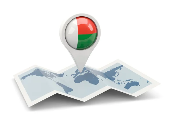 Ronde pin met vlag van Madagaskar — Stockfoto