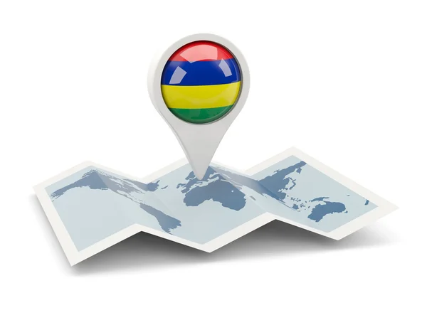 Ronde pin met vlag van mauritius — Stockfoto