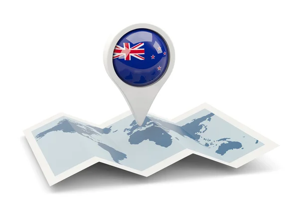 Spilla rotonda con bandiera di Nuova Zelanda — Foto Stock