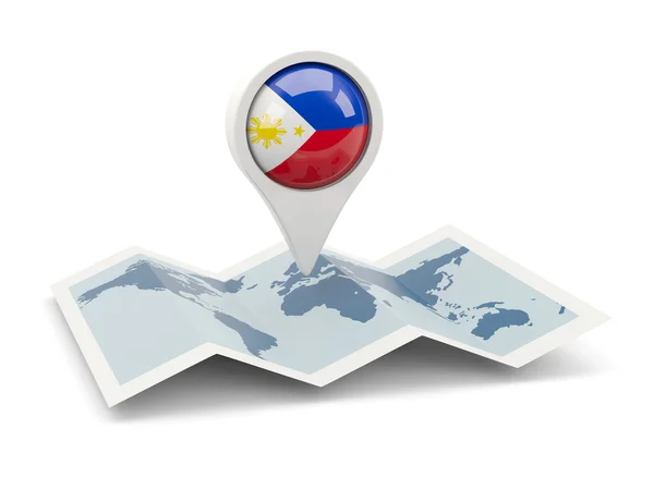 Pin redondo con bandera de Filipinas — Foto de Stock