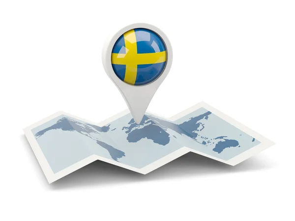 Kulaté čep s vlajkou Švédska — Stock fotografie