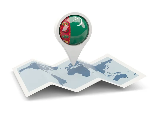 Pin redondo con bandera de Turkmenistan — Foto de Stock