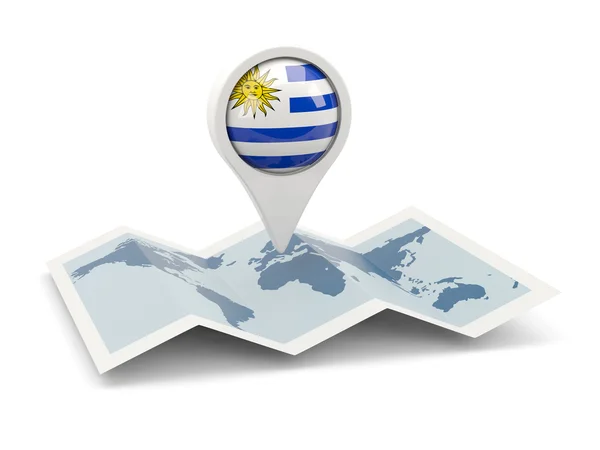 Runde Nadel mit Fahne von Uruguay — Stockfoto