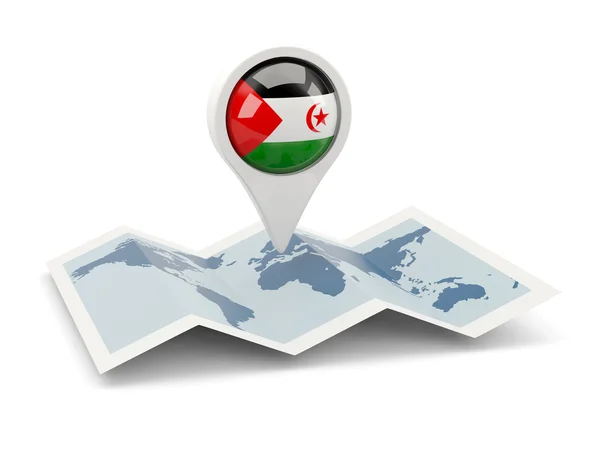 Spilla rotonda con bandiera del sahara occidentale — Foto Stock