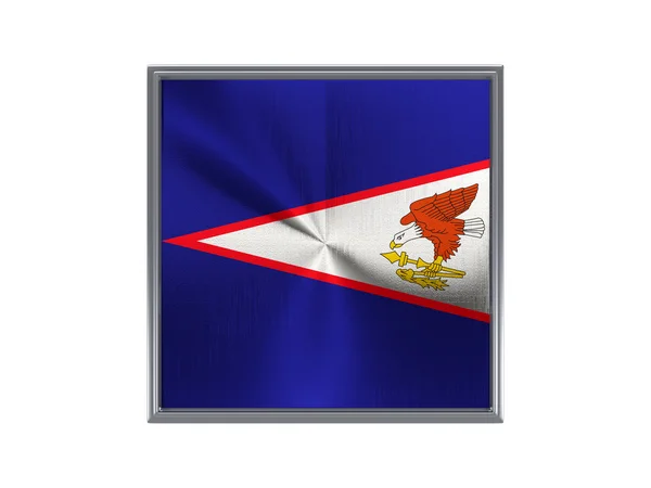 Square metal button with flag of american samoa — Stock Photo, Image