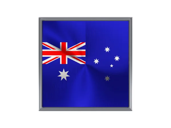 Vierkante metalen knop met vlag van Australië — Stockfoto