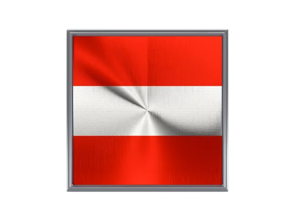 Vierkante metalen knop met vlag van Oostenrijk — Stockfoto