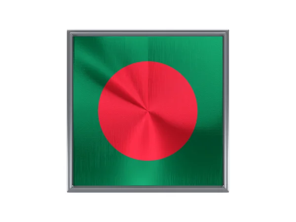 Квадратная металлическая кнопка с флагом Бангладеш — стоковое фото