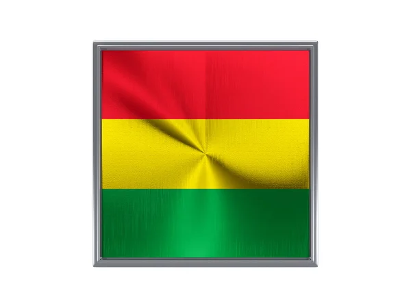 Square metal knappen med flagga bolivia — Stockfoto