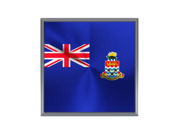 Square metal button with flag of cayman islands — Stock Photo, Image