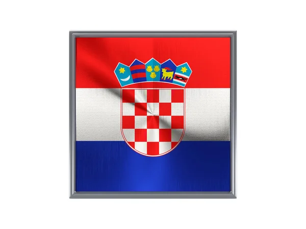 Квадратная металлическая кнопка с флагом Хорватии — стоковое фото