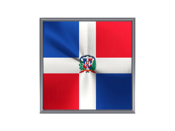 Dominik Cumhuriyeti bayrağı ile kare metal düğme — Stok fotoğraf
