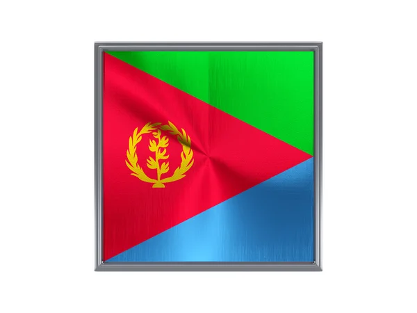 Квадратная металлическая кнопка с флагом эритреи — стоковое фото