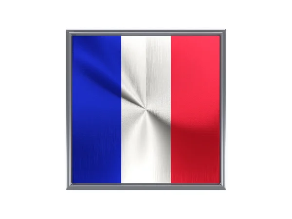 프랑스의 국기와 사각 금속 단추 — 스톡 사진