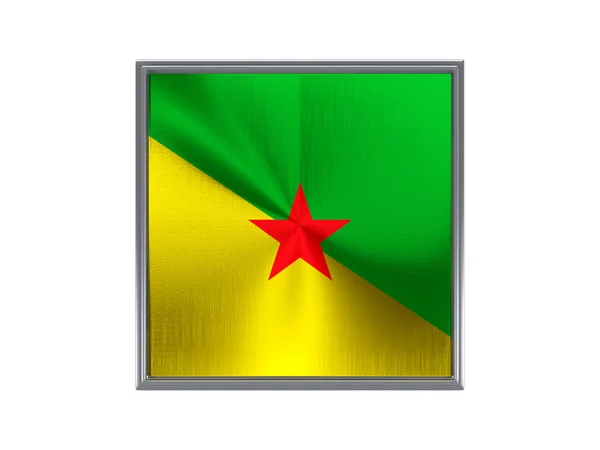 Bouton carré en métal avec drapeau de Guyane française — Photo