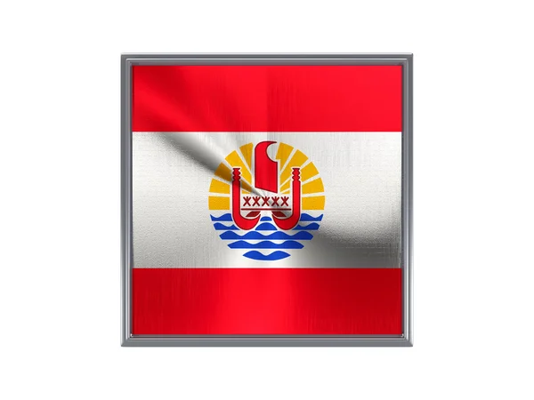 Fransız Polinezyası bayrağı ile kare metal düğme — Stok fotoğraf