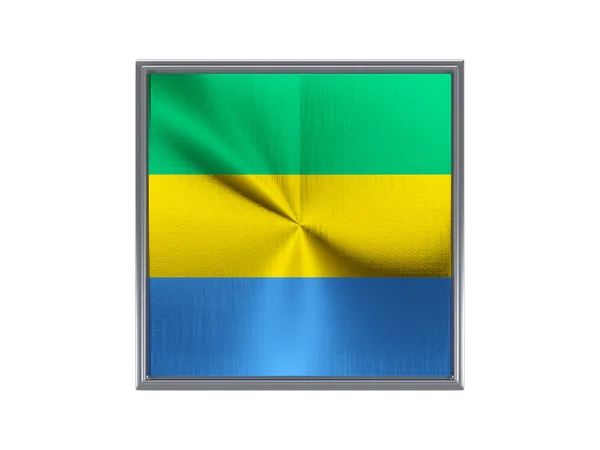 Hranaté kovové tlačítko s vlajka Gabonu — Stock fotografie