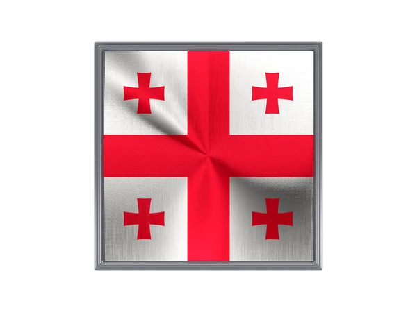 Bouton carré en métal avec drapeau de géorgie — Photo