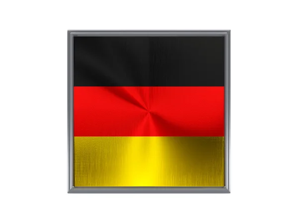 Kwadratowy metalowy przycisk z banderą Niemiec — Zdjęcie stockowe