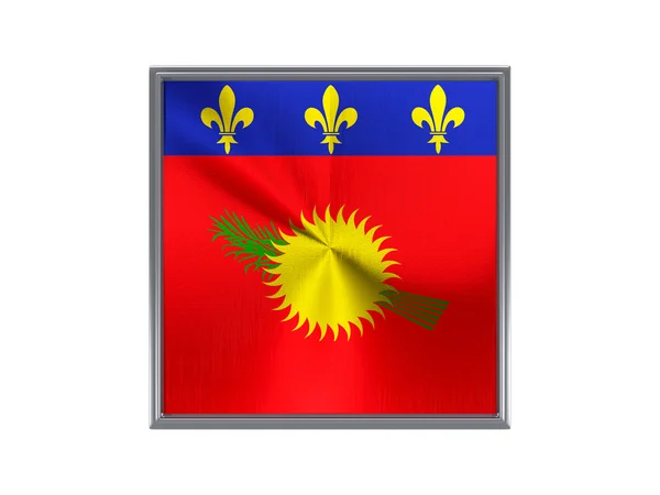 Guadeloupe bayrağı ile kare metal düğme — Stok fotoğraf