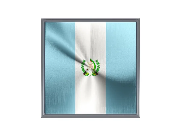 Кнопка квадратного металу з прапором Гватемали — стокове фото