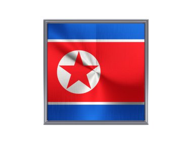 Kuzey Kore bayrağı ile kare metal düğme