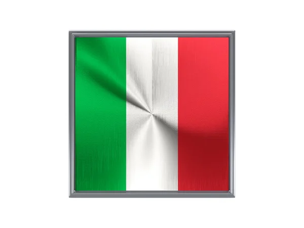 Square metal knappen med flagga Italien — Stockfoto