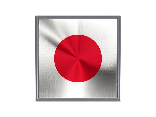 Buton metalic pătrat cu steagul Japoniei — Fotografie, imagine de stoc