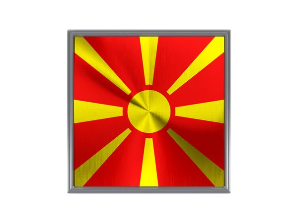 マケドニアの旗の正方形の金属ボタン — ストック写真