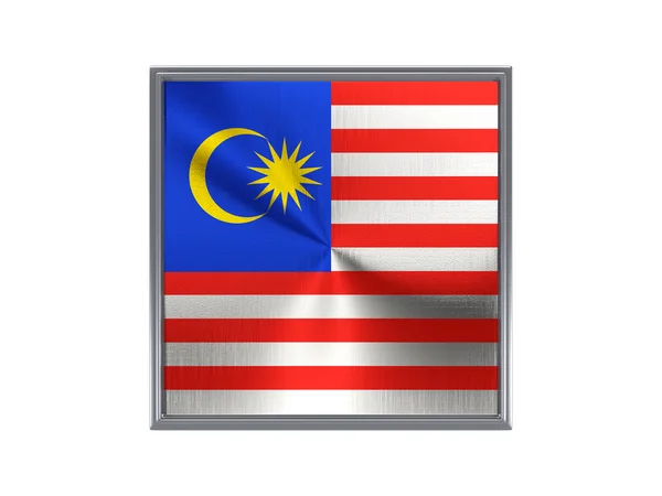 Square metal button with flag of malaysia — Stock Photo, Image