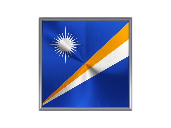 Botón cuadrado de metal con bandera de las islas Marshall — Foto de Stock