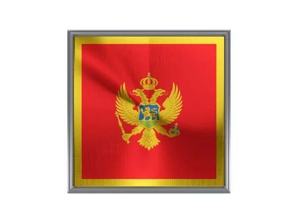 Квадратная металлическая кнопка с флагом Черногории — стоковое фото