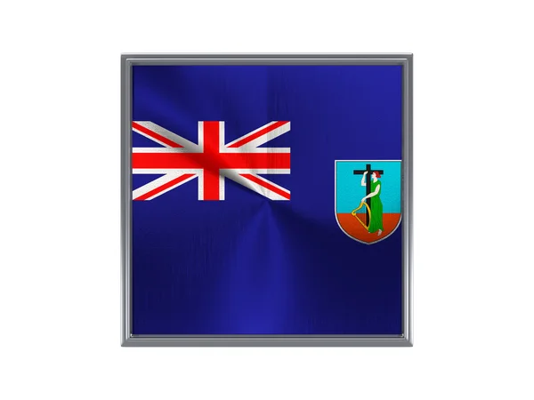 Montserrat bayrağı ile kare metal düğme — Stok fotoğraf
