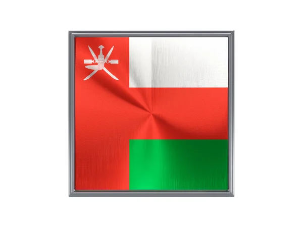 Square metal button with flag of oman — Stock Photo, Image