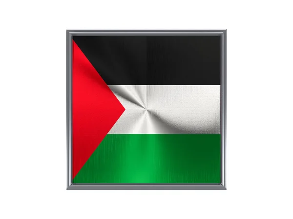 Botón cuadrado de metal con bandera del territorio palestino —  Fotos de Stock