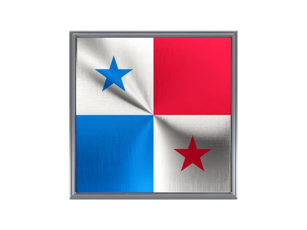 Square metal button with flag of panama — Stock Photo, Image