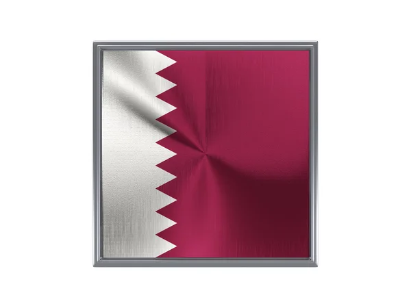 Quadratischer Metallknopf mit Flagge von Katar — Stockfoto