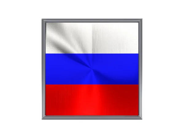 Square metal button with flag of russia — Stock Photo, Image