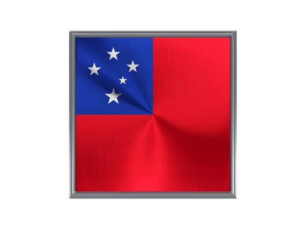 Square metal button with flag of samoa — Stock Photo, Image