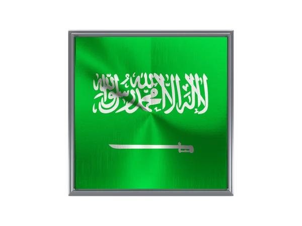 Square metal button with flag of saudi arabia — Stock Photo, Image