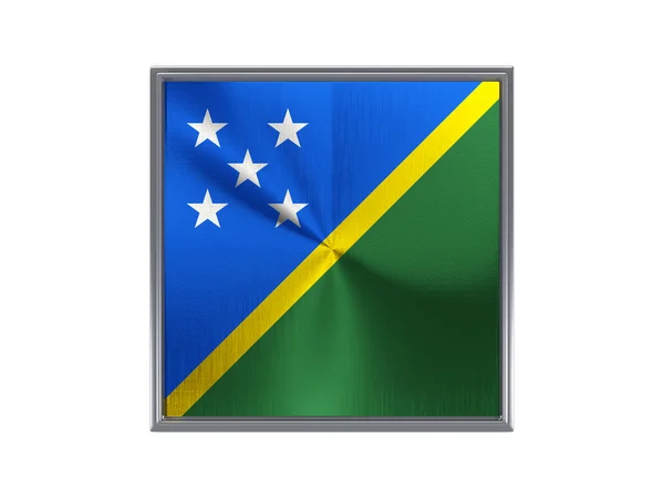 Square metal button with flag of solomon islands — ストック写真